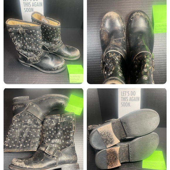 BNWOB Frye Distressed Studded Black Moto Short Boot 5.5M PRICE FIRM! NO OFFERS! - Picture 11 of 16